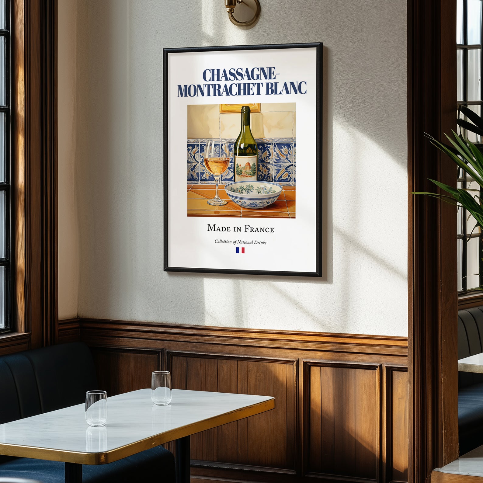 Chassagne-Montrachet blanc – French White Wine, Vinoteca Poster, clean layout with no caption
