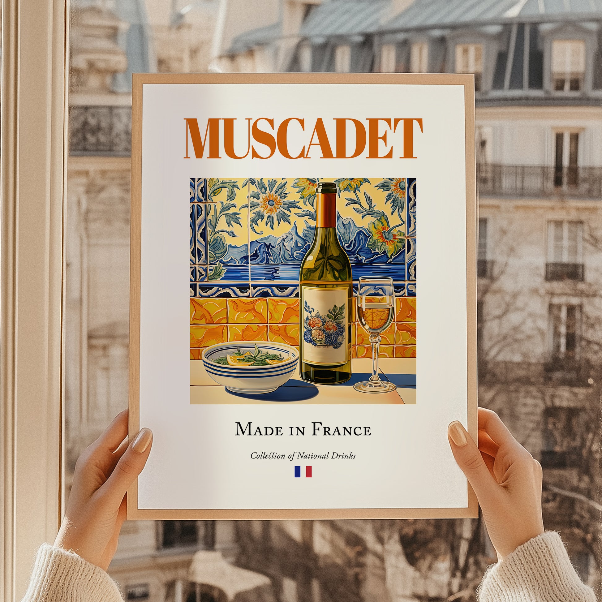 Muscadet – French White Wine, Vinoteca Print, styled in a charming Paris street view