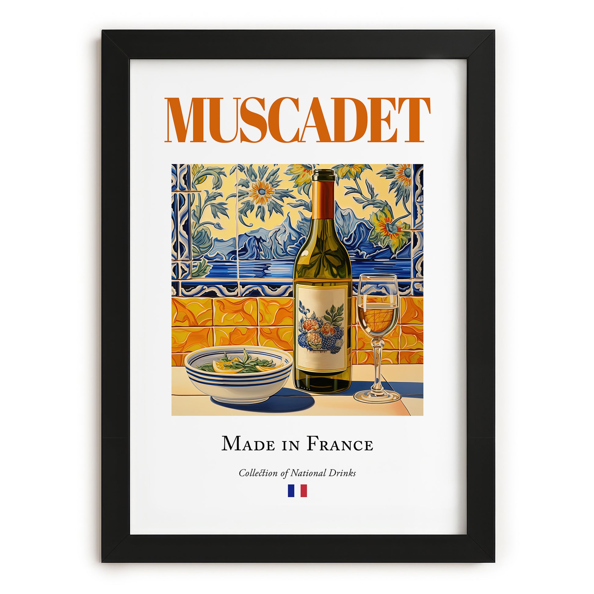 Muscadet – French White Wine, Vinoteca Print, in sleek black frame