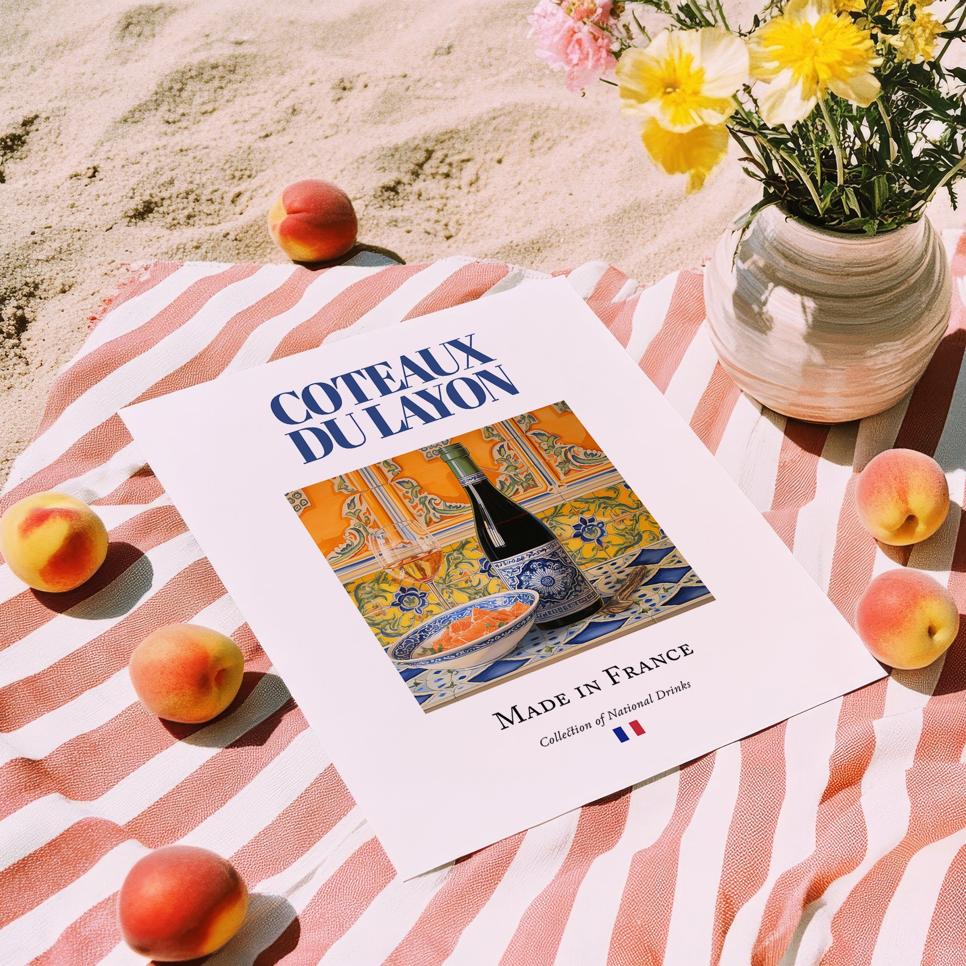 Coteaux du Layon – French Dessert Wine, Bodega Poster, unframed on coastal sand