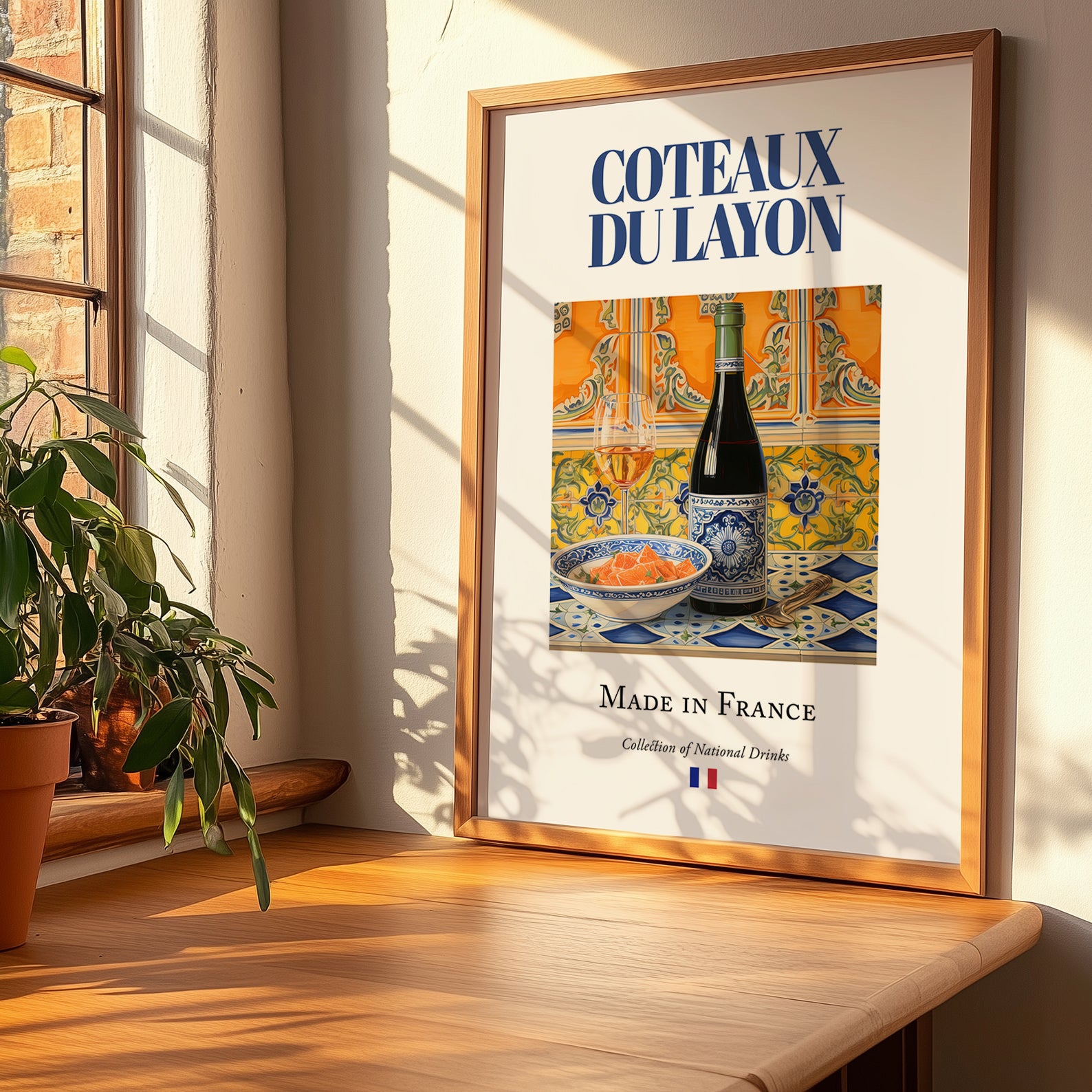 Coteaux du Layon – French Dessert Wine, Bodega Poster, no-text version framed in wood