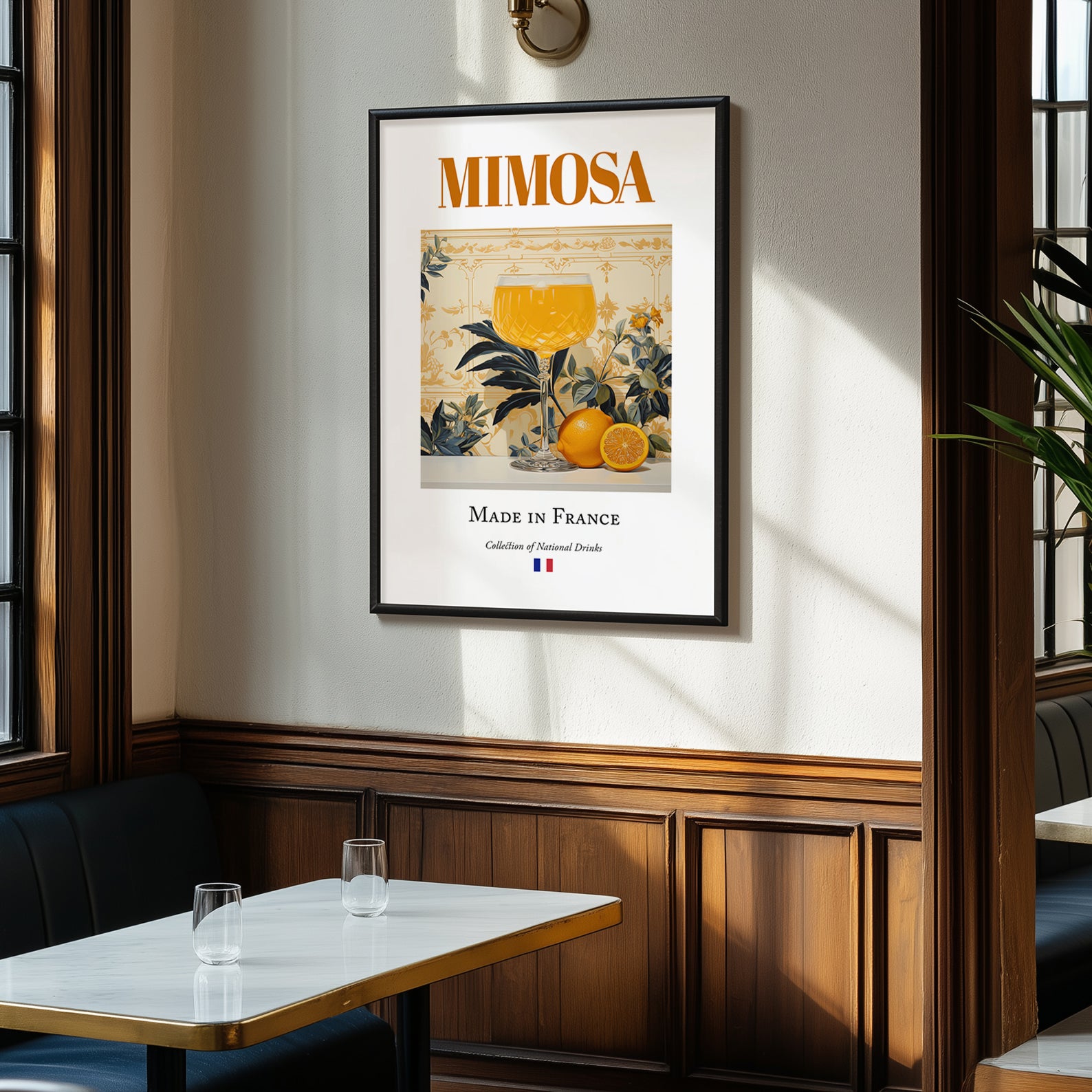 Mimosa – French Cocktail Drink, Beach Bar Art, clean layout with no caption