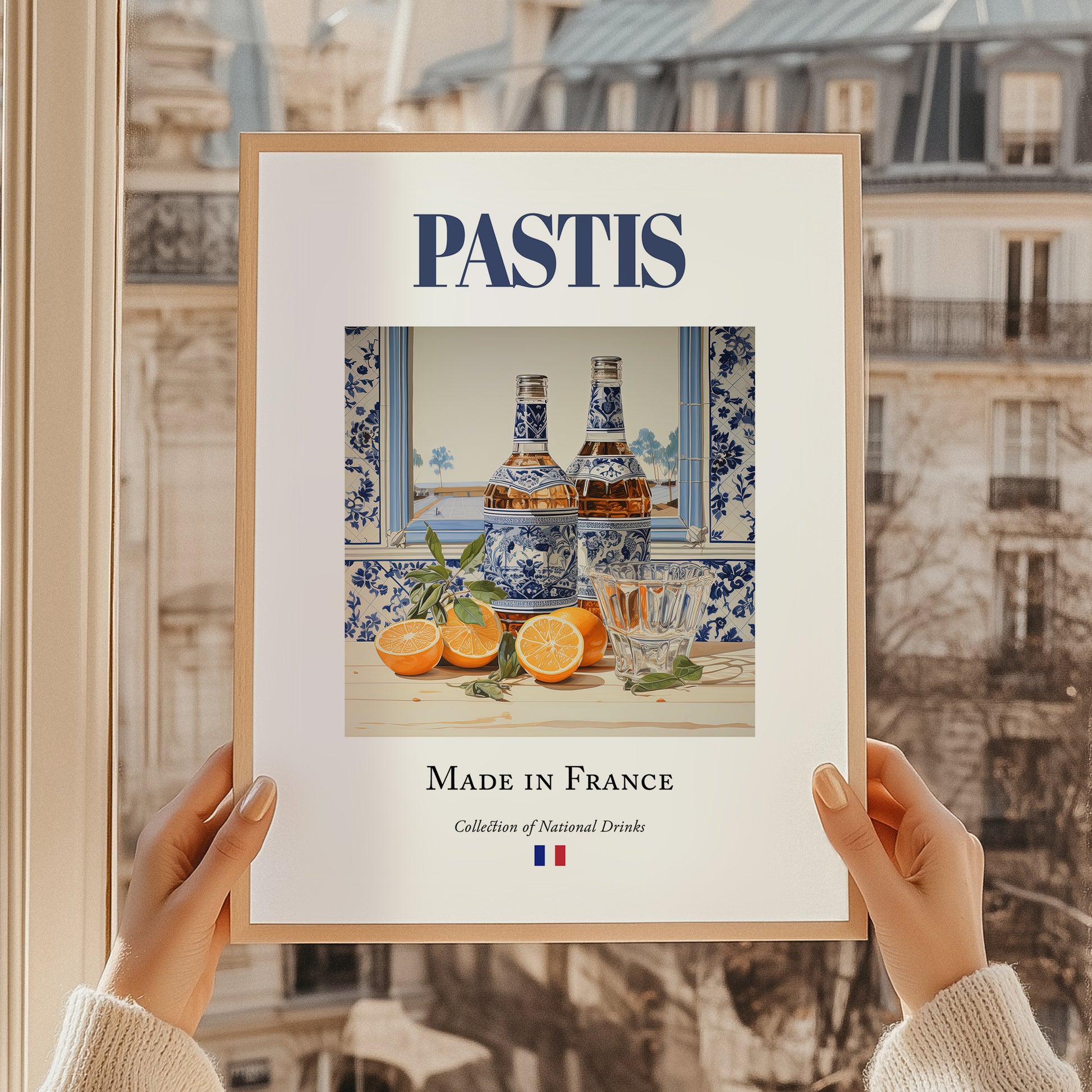 Pastis – French Spirit Drink, Rooftop Terrace Poster, styled in a charming Paris street view