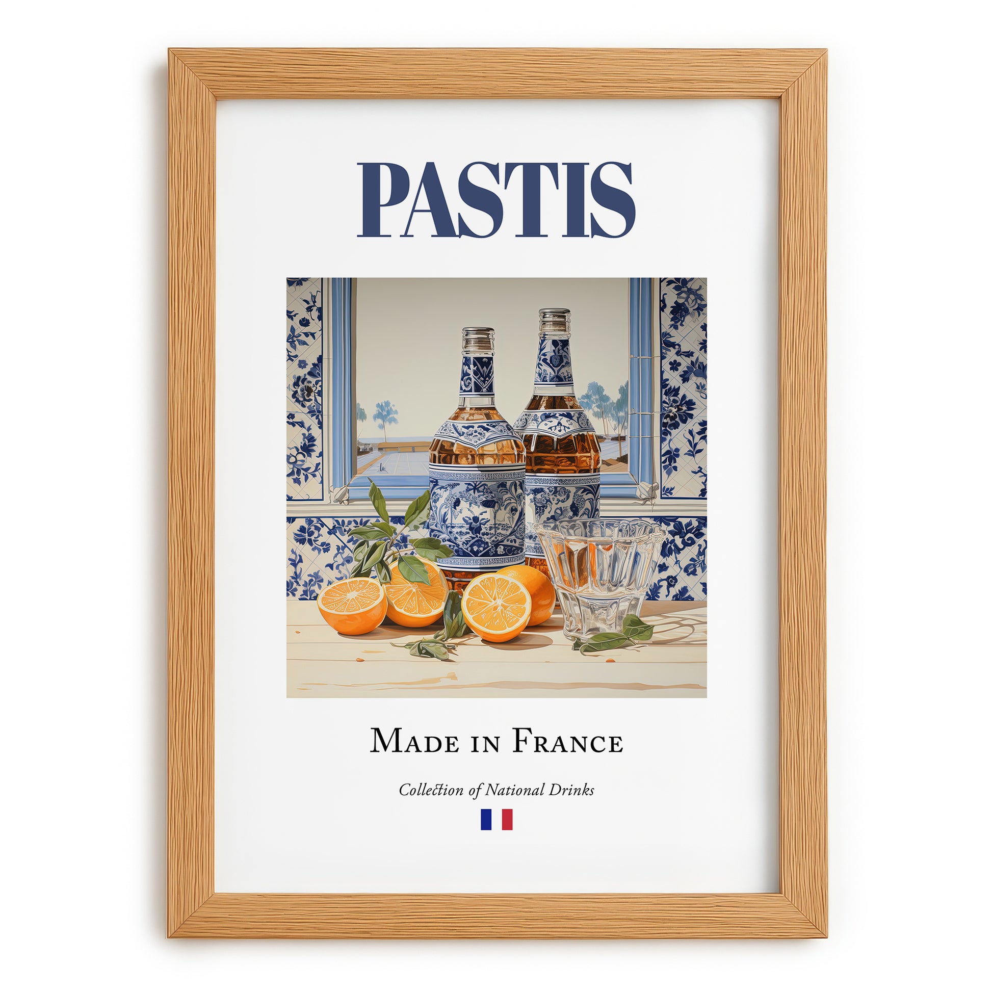 Pastis – French Spirit Drink, Rooftop Terrace Poster, set in oak frame