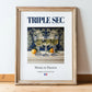 Triple sec – French Liqueur Drink, Speakeasy Poster, in wooden frame leaning on the floor