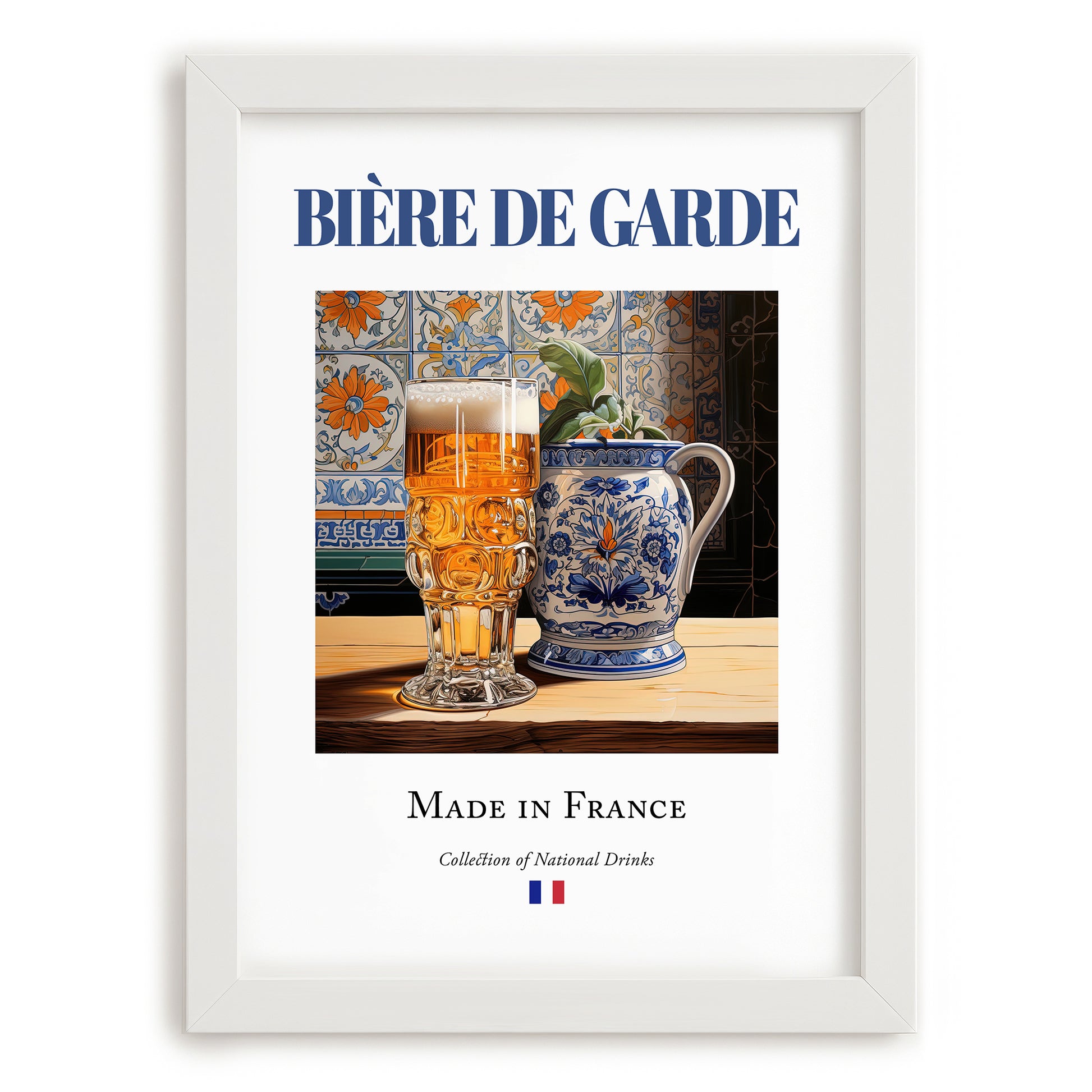 Bière de garde – French Beer, Gastropub Poster, placed in minimal white frame