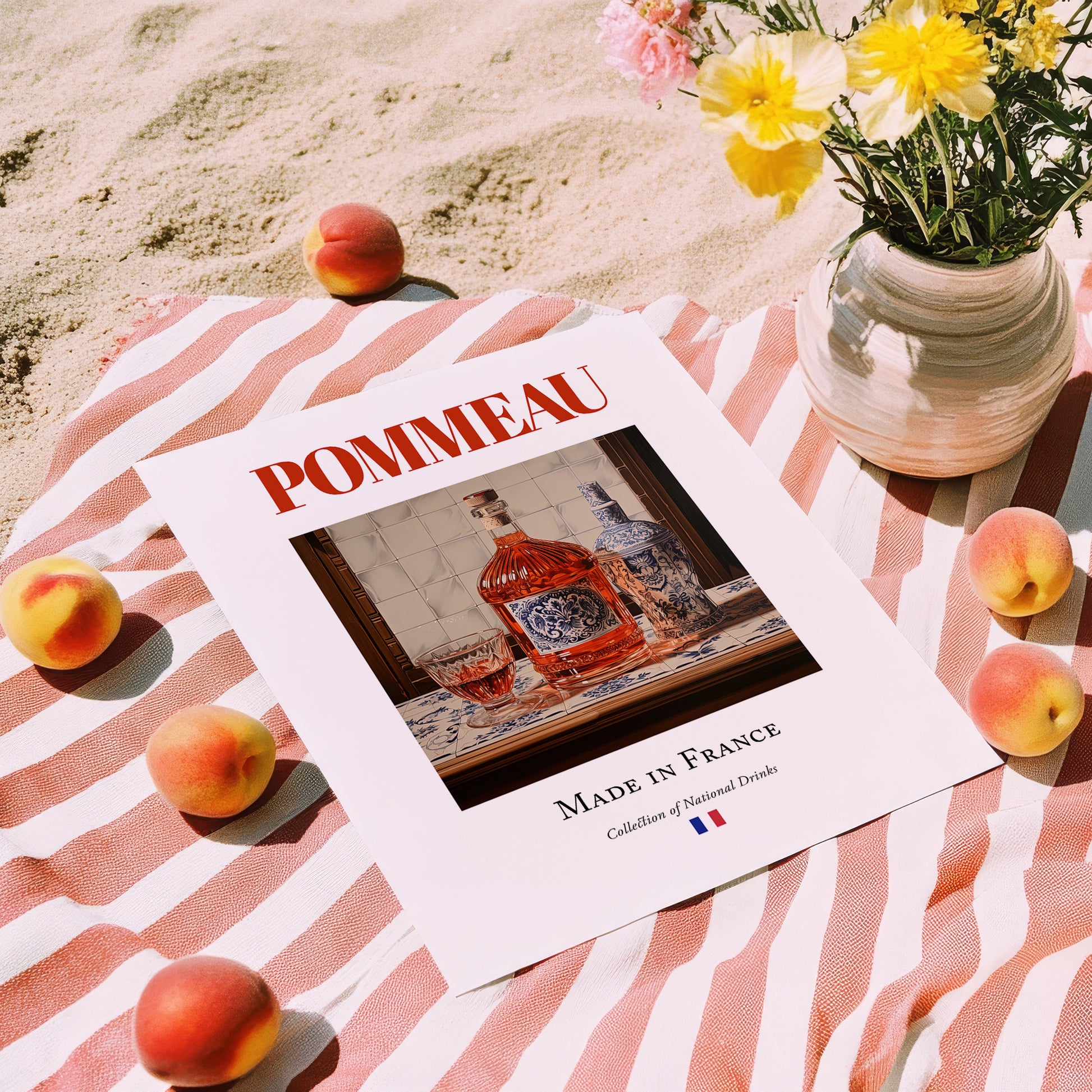 Pommeau – French Liqueur Drink, Sky Bar Poster, unframed on coastal sand