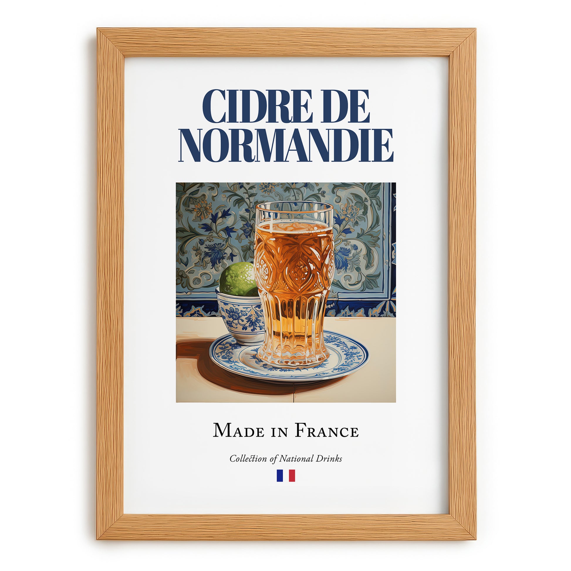 Cidre de Normandie – French Cider Cider, Cidreria Print, set in oak frame