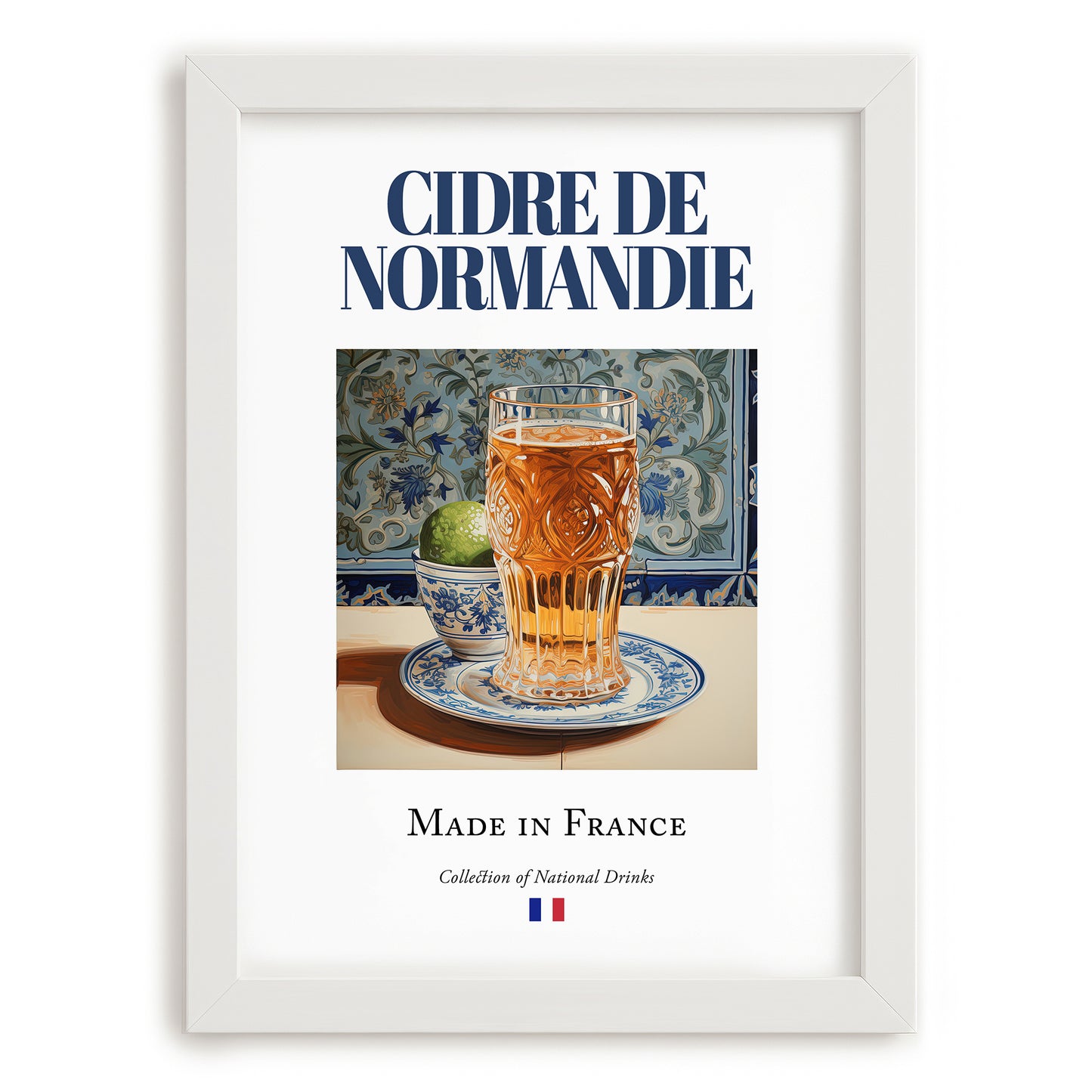 Cidre de Normandie – French Cider Cider, Cidreria Print, placed in minimal white frame