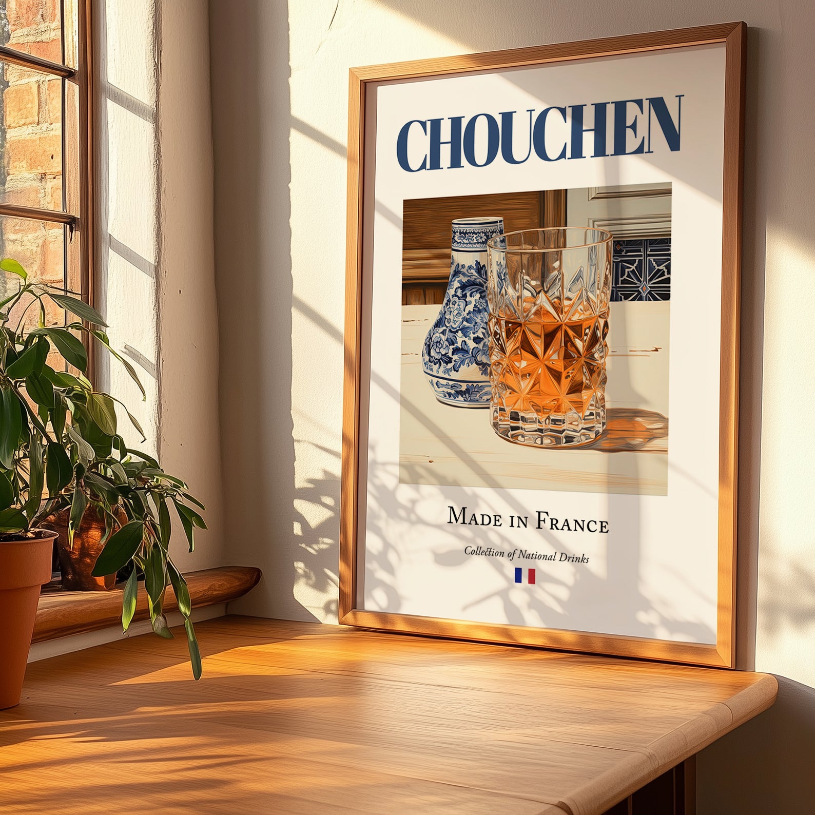 Chouchen – French Beverage Drink, Cocktail Lounge Poster, no-text version framed in wood