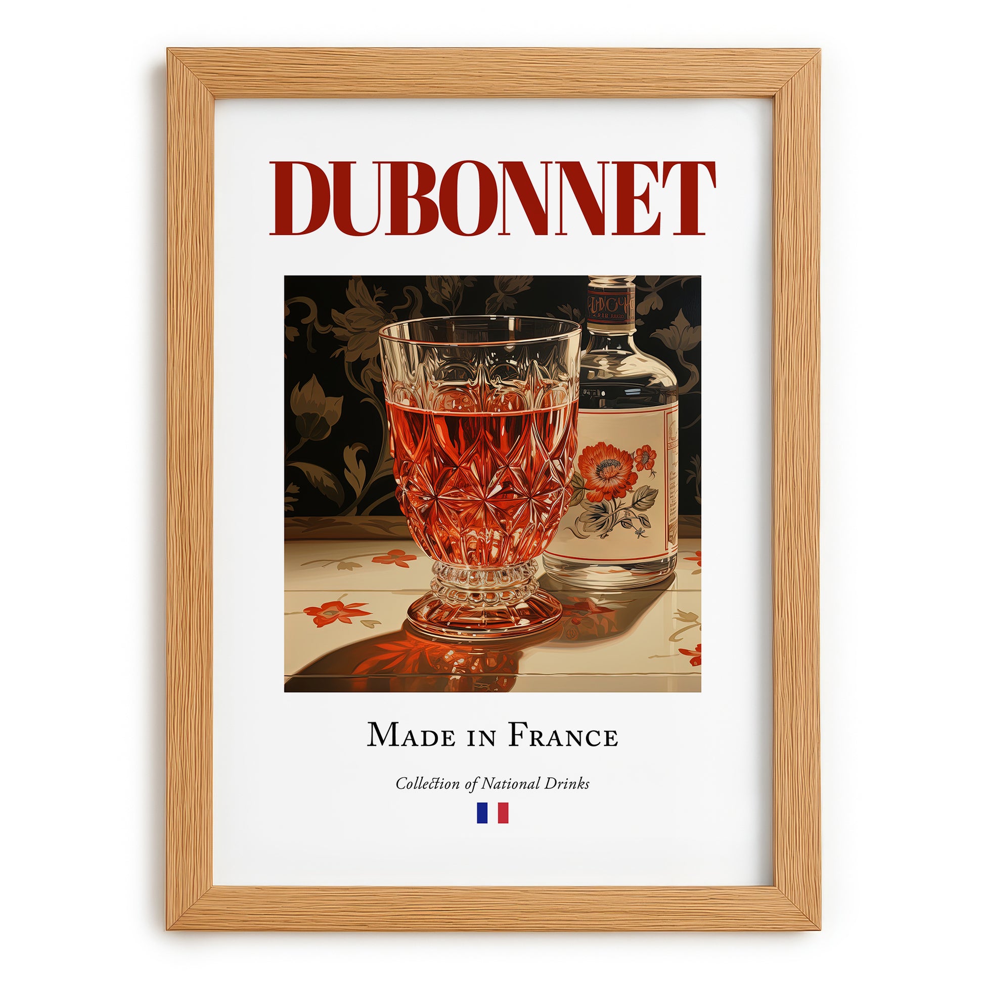 Dubonnet – French Liqueur Drink, Cocktail Lounge Poster, set in oak frame