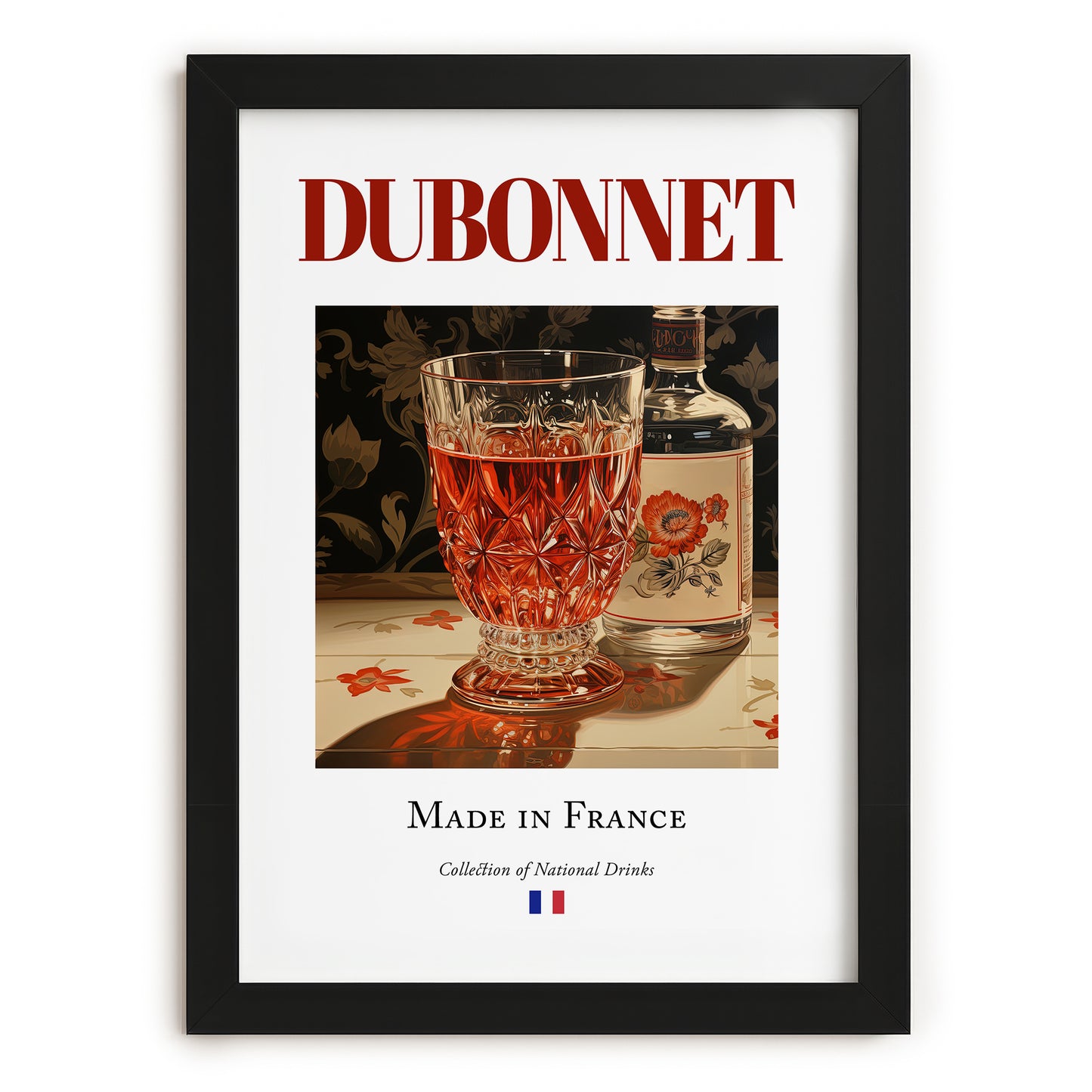 Dubonnet – French Liqueur Drink, Cocktail Lounge Poster, in sleek black frame