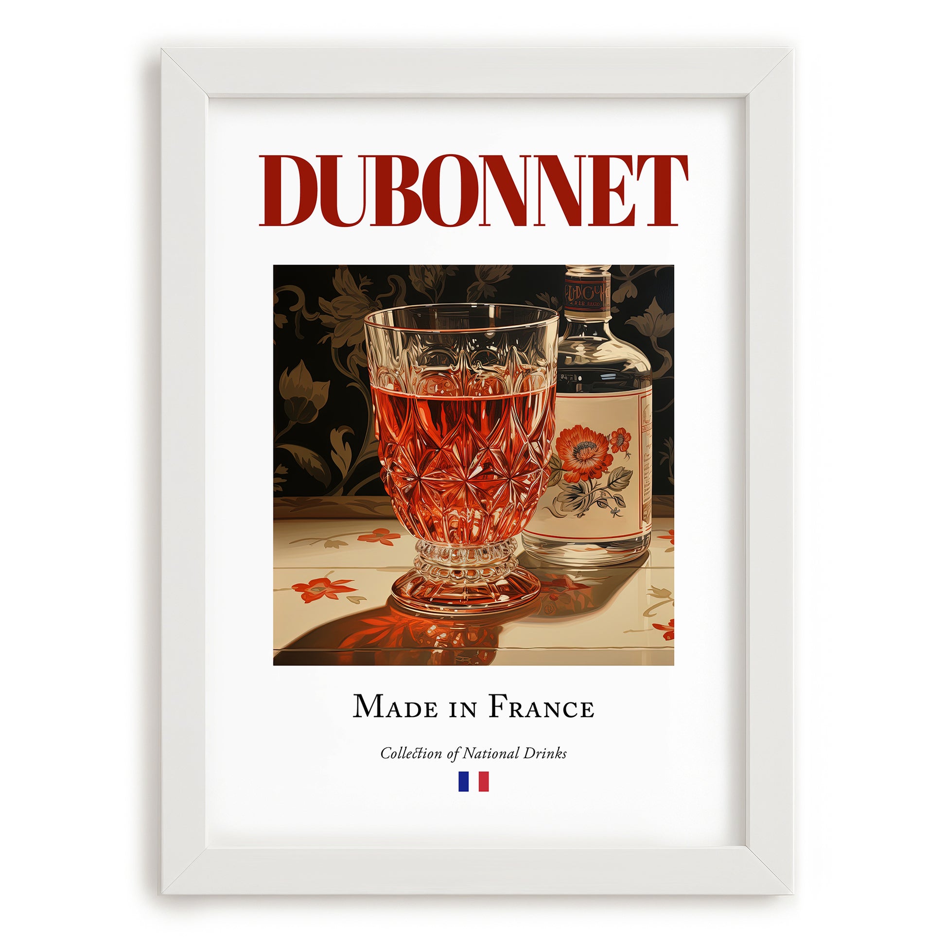 Dubonnet – French Liqueur Drink, Cocktail Lounge Poster, placed in minimal white frame