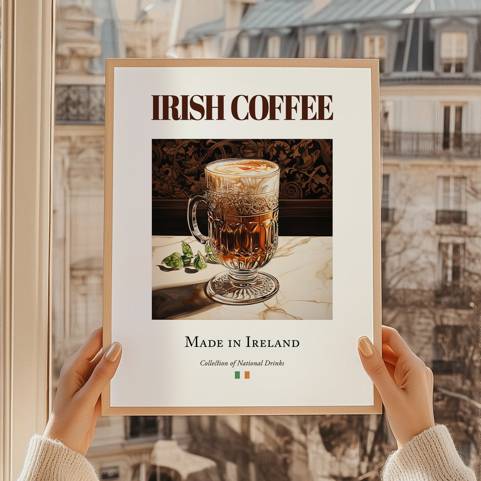 Irish Coffee – Irish Coffee, Street Café Art, styled in a charming Paris street view