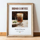 Irish Coffee – Irish Coffee, Street Café Art, in wooden frame leaning on the floor