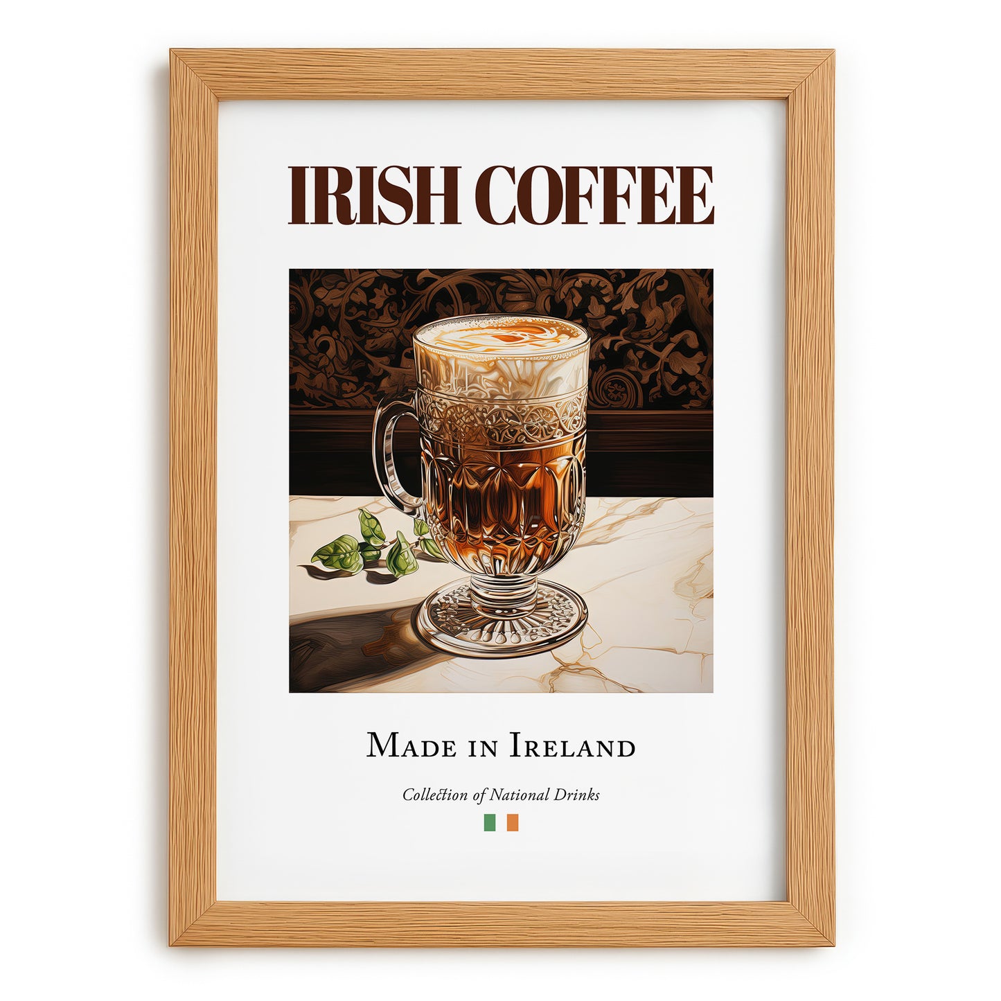 Irish Coffee – Irish Coffee, Street Café Art, set in oak frame