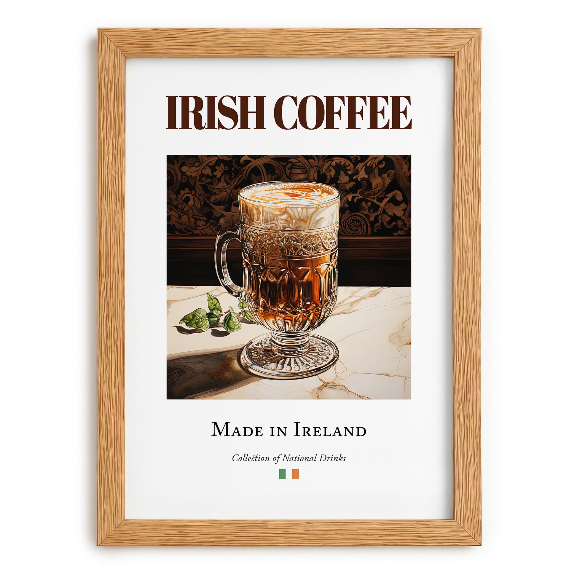 Irish Coffee – Irish Coffee, Street Café Art, set in oak frame
