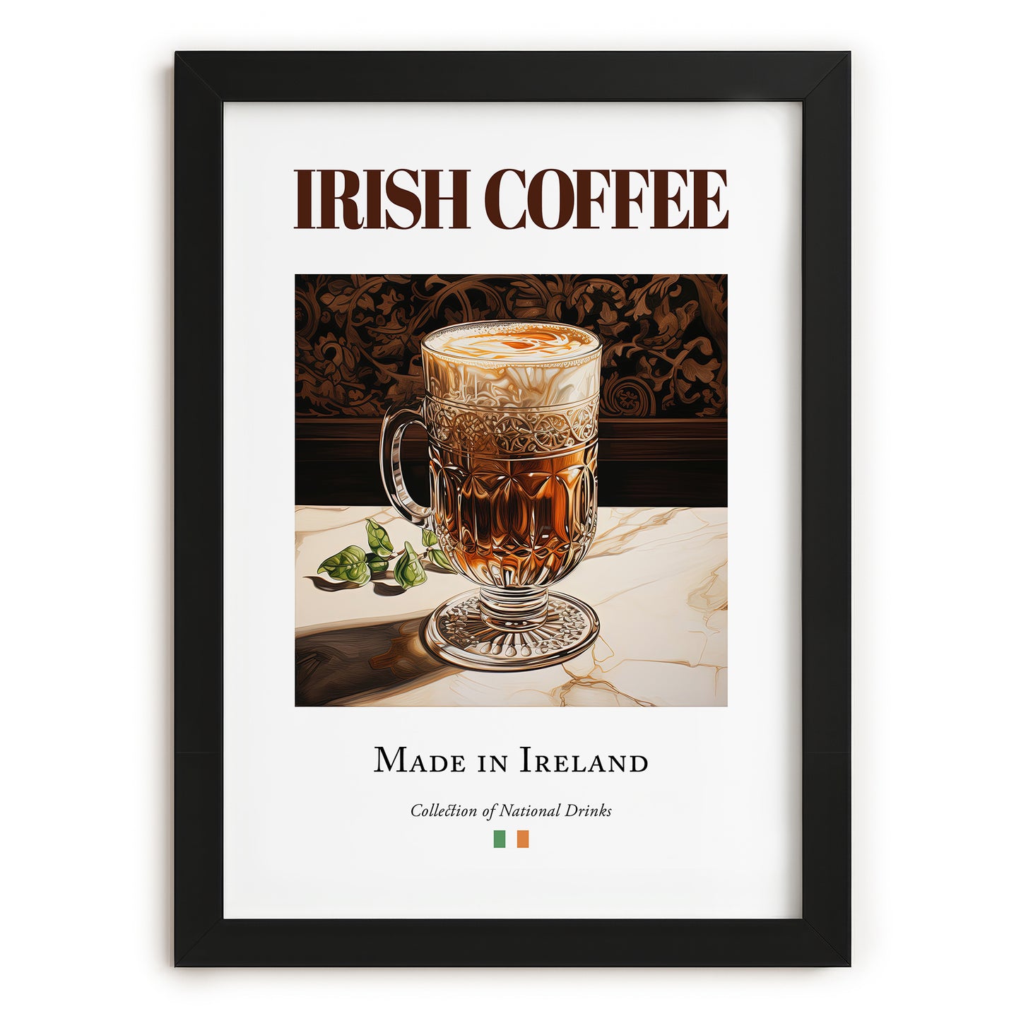 Irish Coffee – Irish Coffee, Street Café Art, in sleek black frame