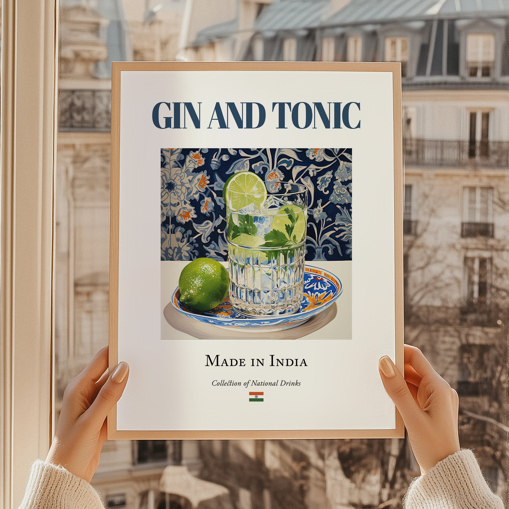 Gin and Tonic – Indian Cocktail Drink, Beach Bar Still Life, styled in a charming Paris street view