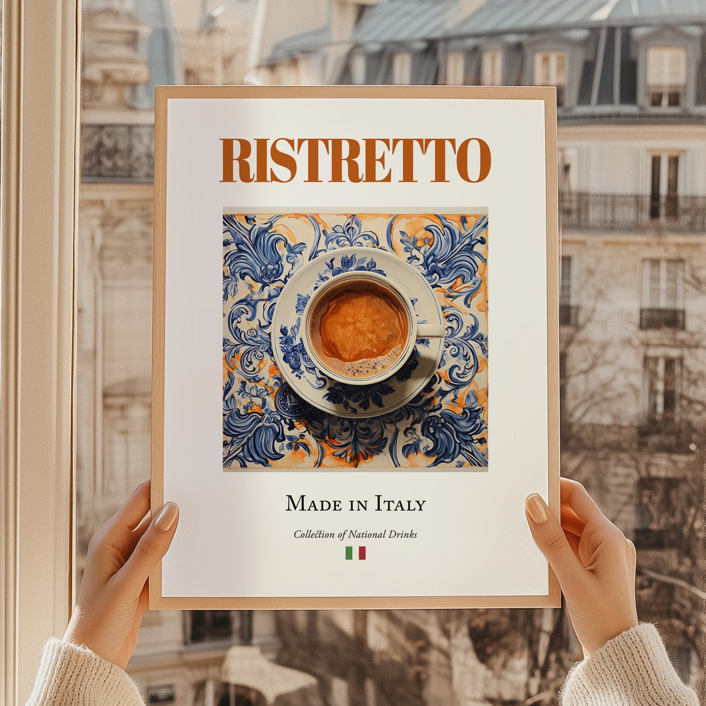 Ristretto – Italian Coffee, Street Café Illustration, styled in a charming Paris street view