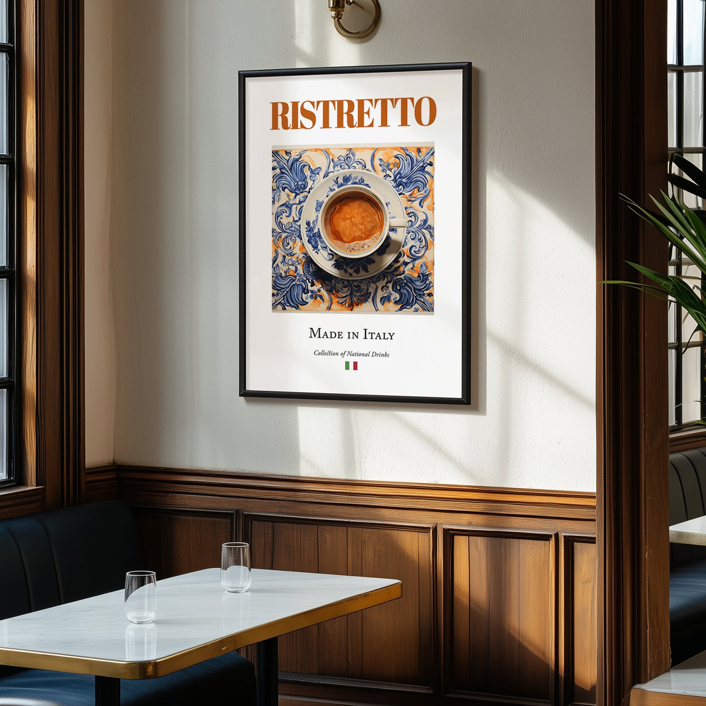 Ristretto – Italian Coffee, Street Café Illustration, clean layout with no caption