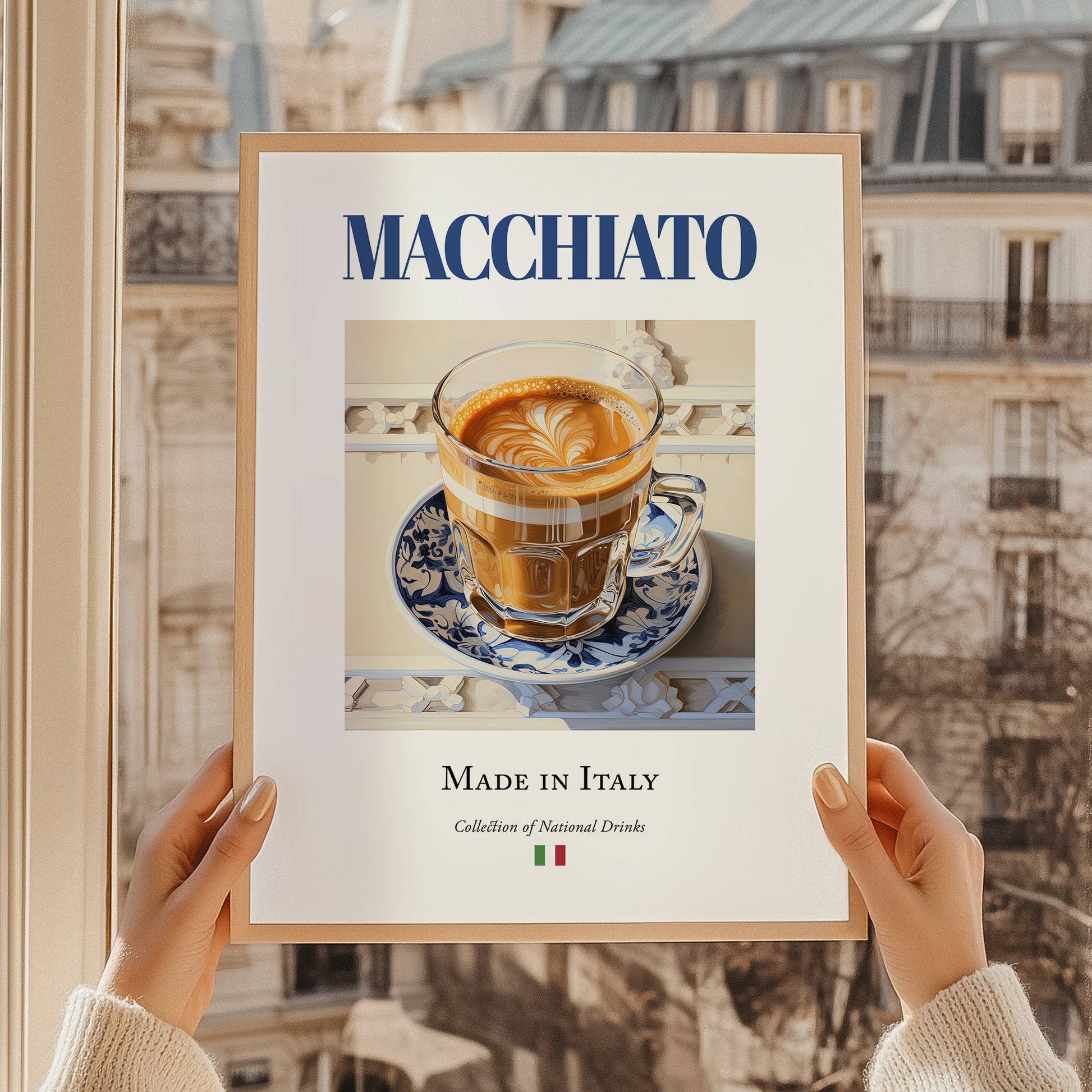 Macchiato – Italian Coffee, Book Café Wall Decor, styled in a charming Paris street view