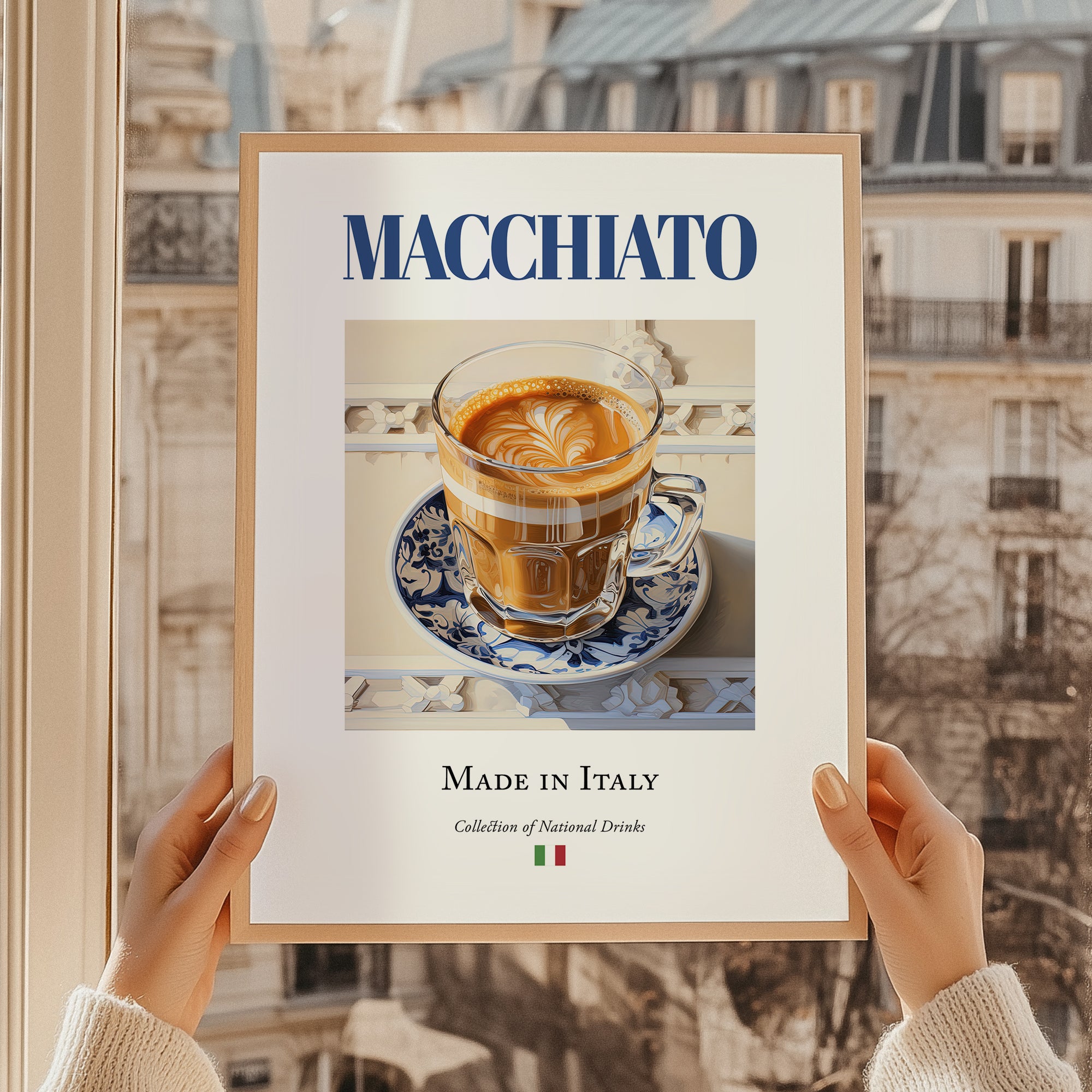 Macchiato – Italian Coffee, Book Café Wall Decor, styled in a charming Paris street view