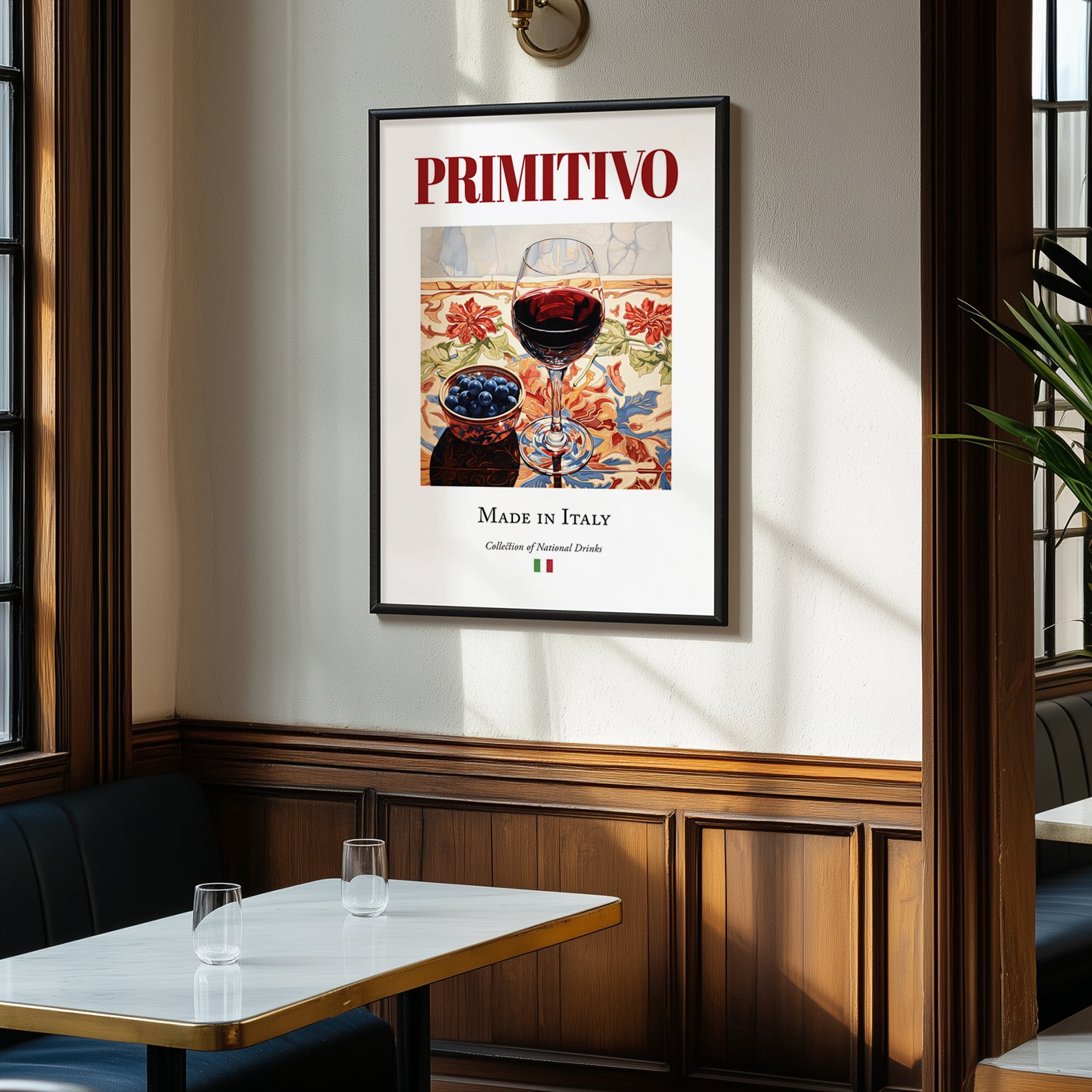 Primitivo – Italian Red Wine, Vinoteca Wall Art, clean layout with no caption