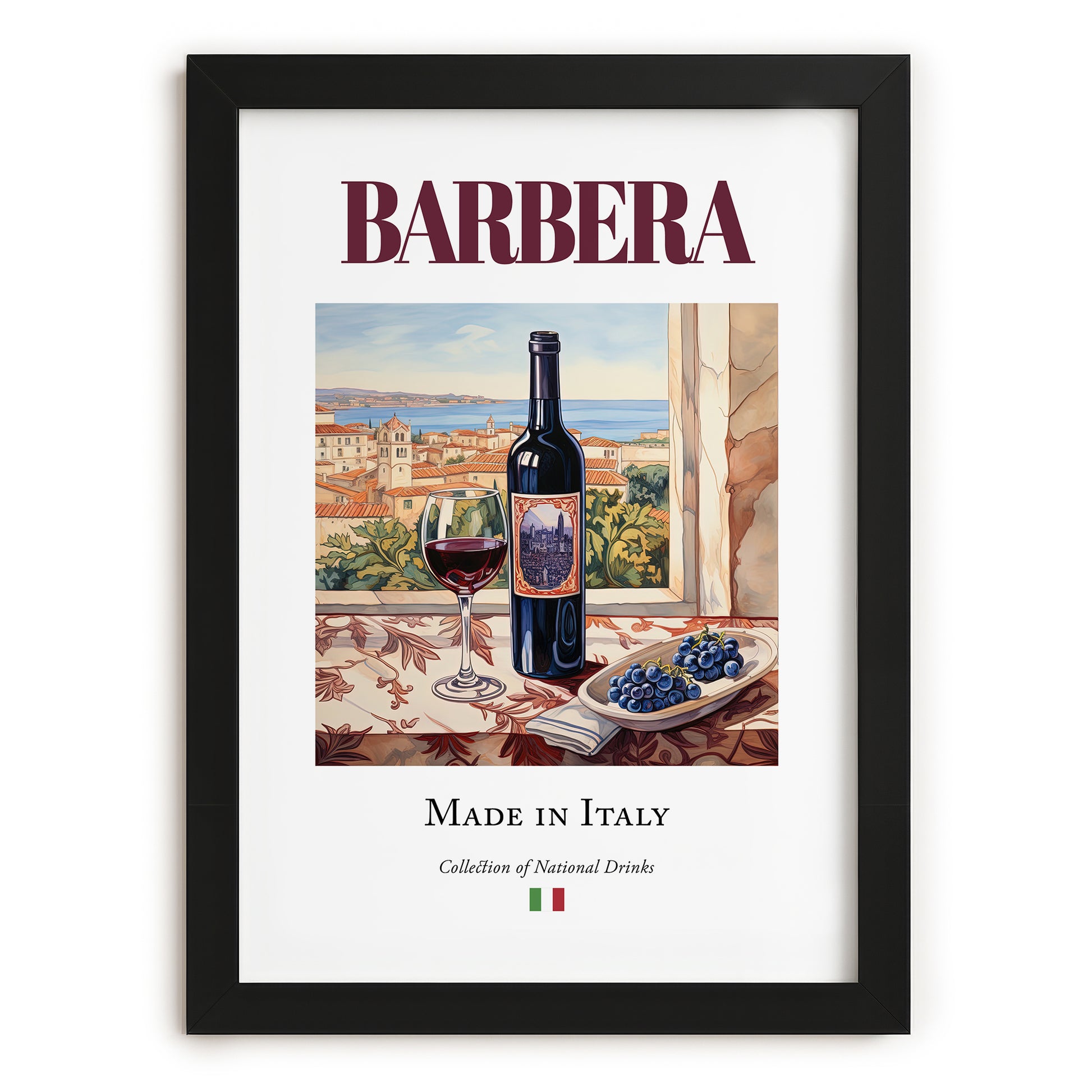 Barbera – Italian Red Wine, Vinoteca Poster, in sleek black frame