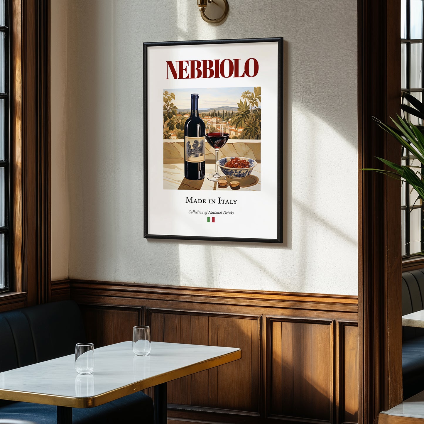 Nebbiolo – Italian Red Wine, Wine Bar Poster, clean layout with no caption