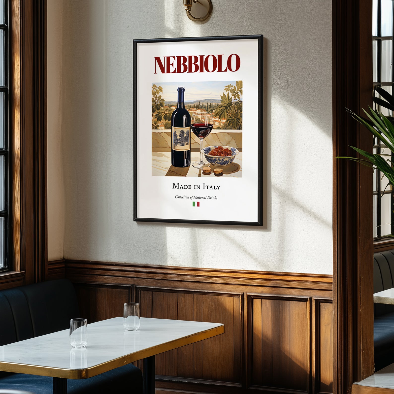 Nebbiolo – Italian Red Wine, Wine Bar Poster, clean layout with no caption