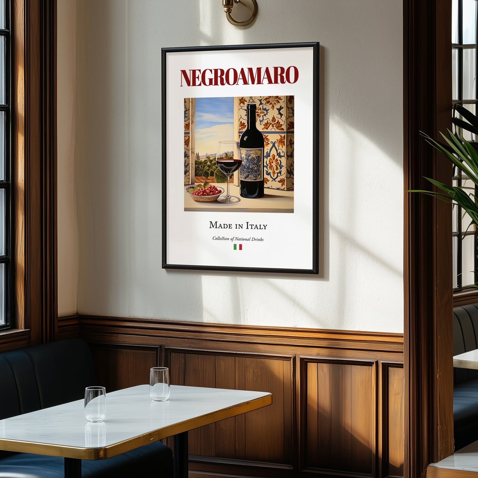 Negroamaro – Italian Red Wine, Wine Bar Wall Art, clean layout with no caption