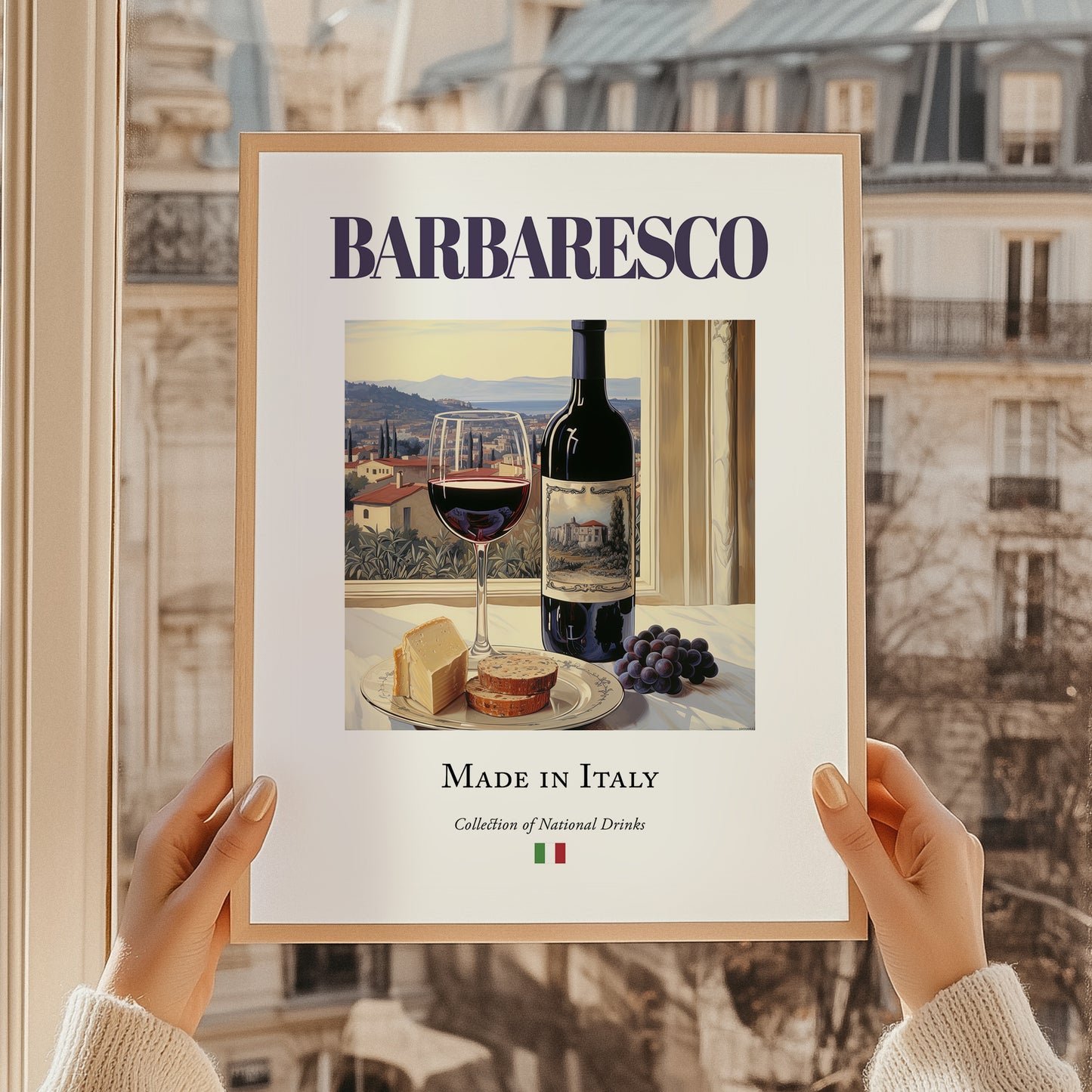 Barbaresco – Italian Red Wine, Tasting Room Print, styled in a charming Paris street view