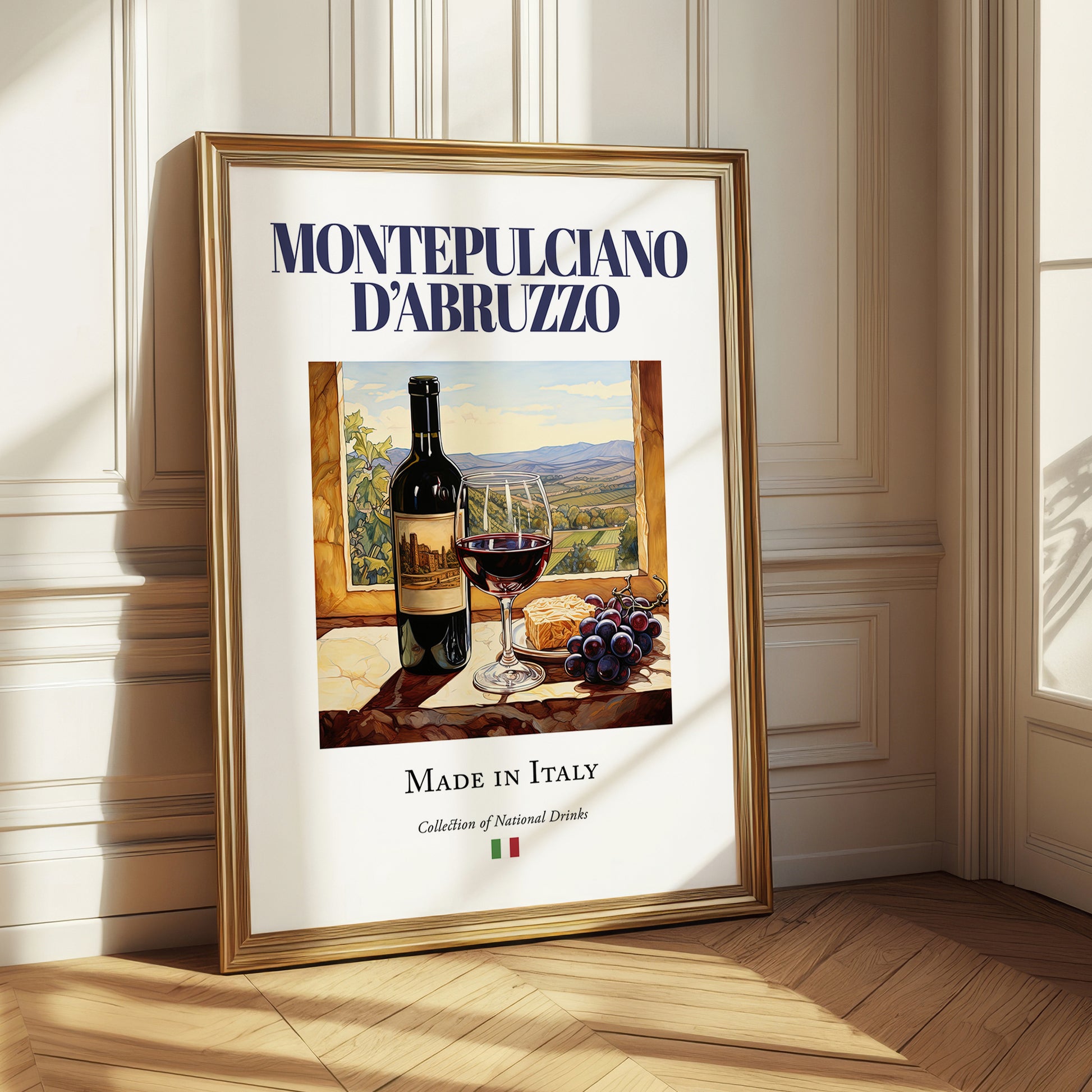Montepulciano d'Abruzzo – Italian Red Wine, Vineyard Terrace Illustration