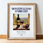Montepulciano d'Abruzzo – Italian Red Wine, Vineyard Terrace Illustration, in wooden frame leaning on the floor