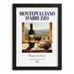 Montepulciano d'Abruzzo – Italian Red Wine, Vineyard Terrace Illustration, in sleek black frame