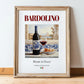 Bardolino – Italian Red Wine, Wine Bar Wall Decor, in wooden frame leaning on the floor
