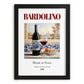 Bardolino – Italian Red Wine, Wine Bar Wall Decor, in sleek black frame