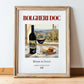 Bolgheri DOC – Italian Red Wine, Vinoteca Print, in wooden frame leaning on the floor