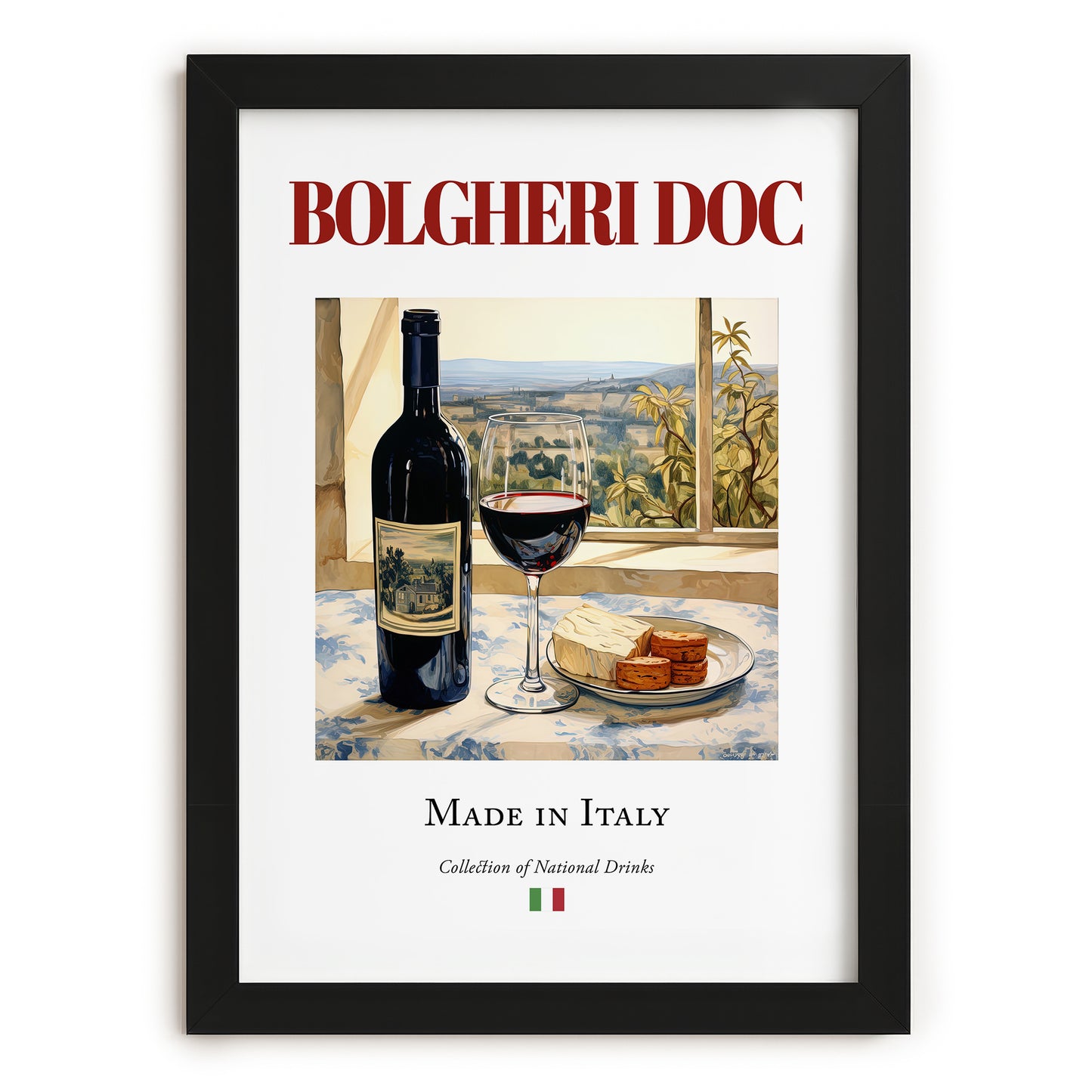 Bolgheri DOC – Italian Red Wine, Vinoteca Print, in sleek black frame