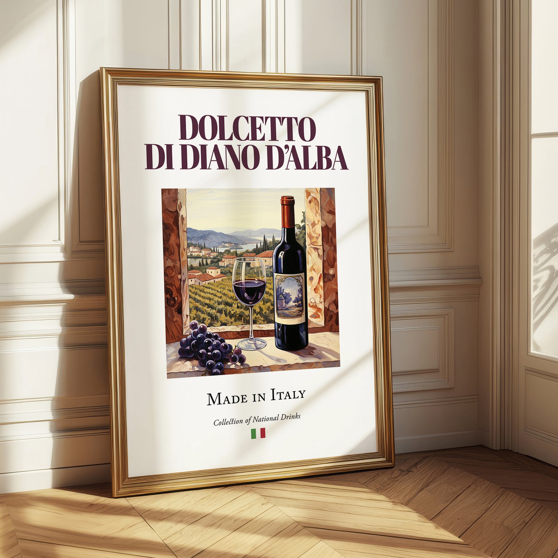 Dolcetto di Diano d’Alba – Italian Red Wine, Vineyard Terrace Painting