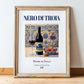 Nero di Troia – Italian Red Wine, Vineyard Terrace Wall Art, in wooden frame leaning on the floor