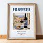 Frappato – Italian Red Wine, Wine Bar Poster, in wooden frame leaning on the floor
