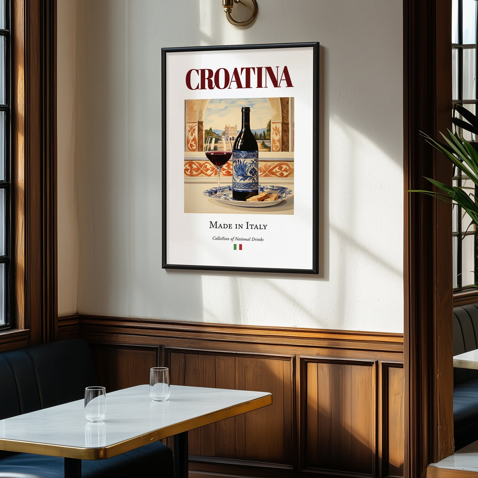 Croatina – Italian Red Wine, Vineyard Terrace Illustration, clean layout with no caption
