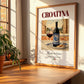 Croatina – Italian Red Wine, Vineyard Terrace Illustration, no-text version framed in wood