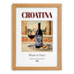 Croatina – Italian Red Wine, Vineyard Terrace Illustration, set in oak frame