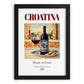 Croatina – Italian Red Wine, Vineyard Terrace Illustration, in sleek black frame