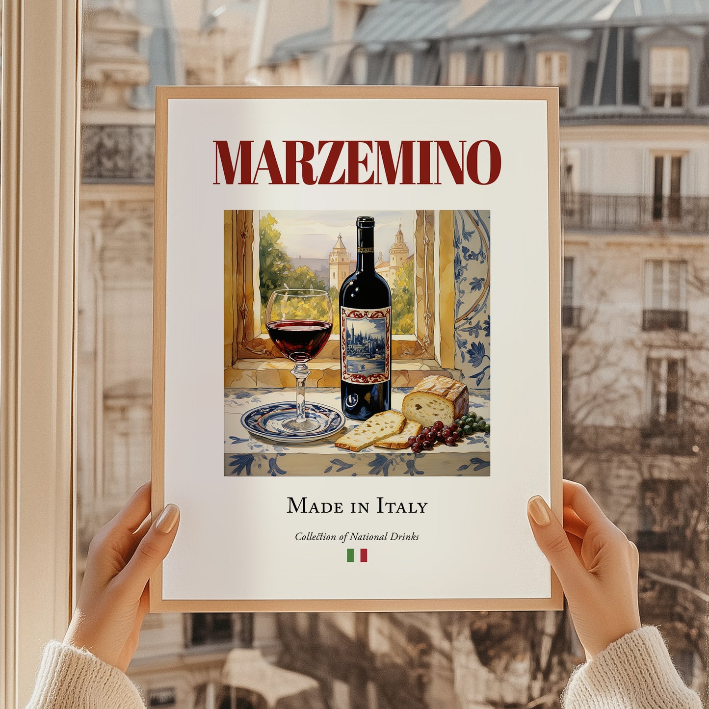 Marzemino – Italian Red Wine, Vinoteca Print, styled in a charming Paris street view