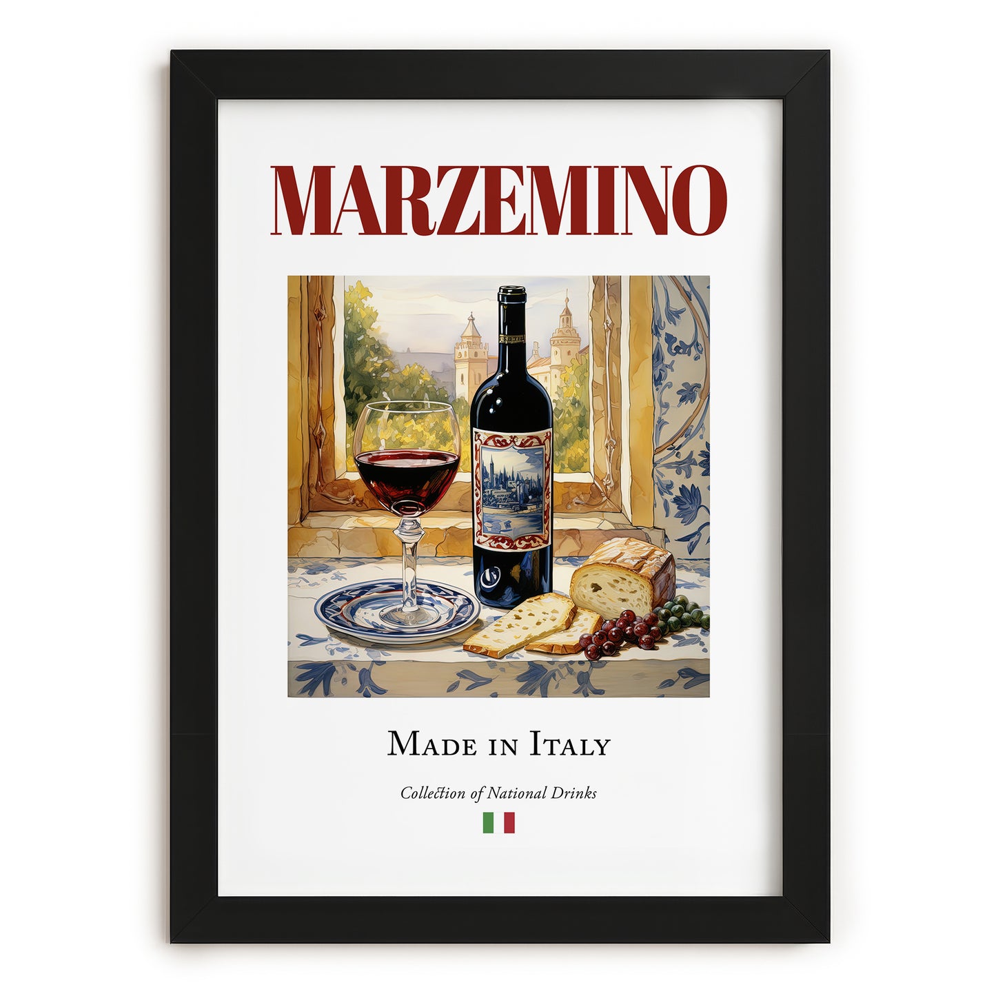 Marzemino – Italian Red Wine, Vinoteca Print, in sleek black frame