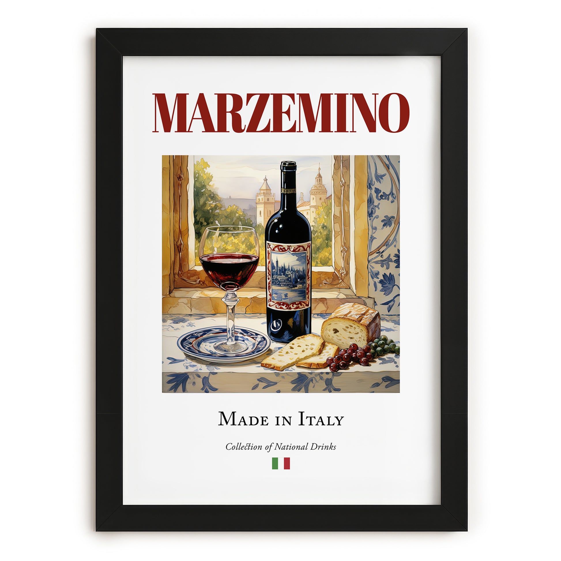 Marzemino – Italian Red Wine, Vinoteca Print, in sleek black frame